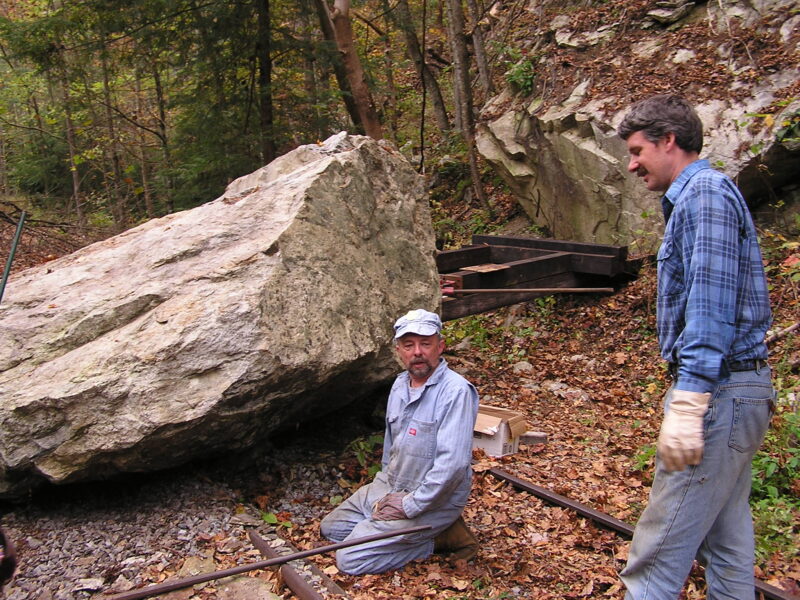 Mark Milbourne and Phil Raynes working on boulder removal