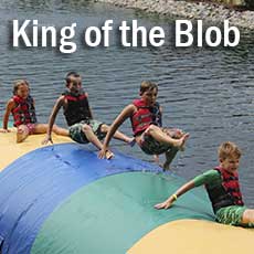 4 kids on lake inflatable blob