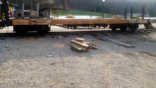 railcar with new wood beam