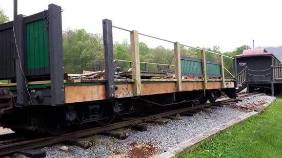 wooden railcar repaired