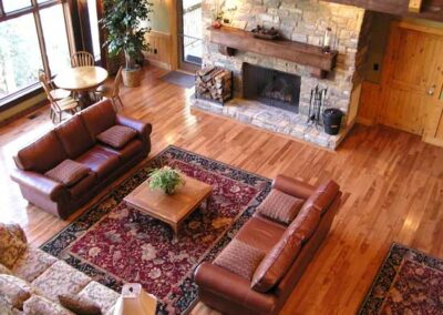 Cedar Mountain Lodge interior commons fireplace