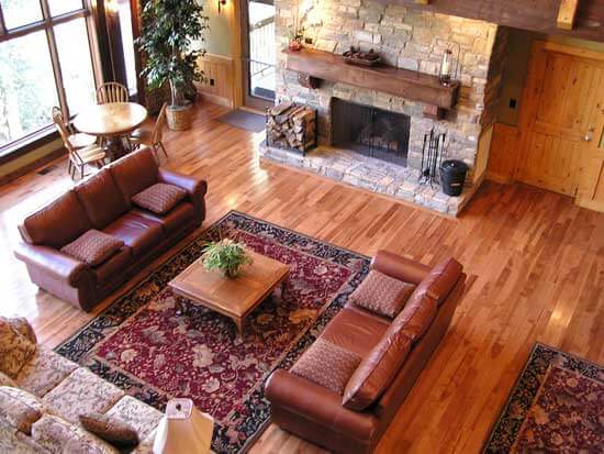 Cedar Mountain Lodge interior commons fireplace