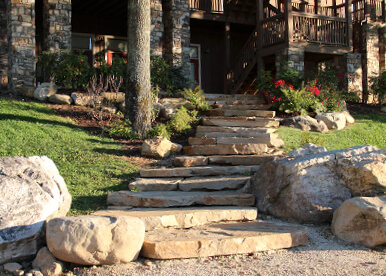 stone steps at Mountain Meadows Lodge