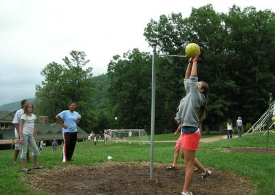 tetherball players and spectators