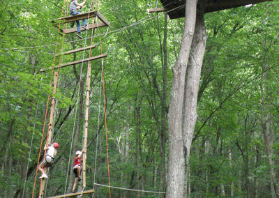 vertical challenge course with deck