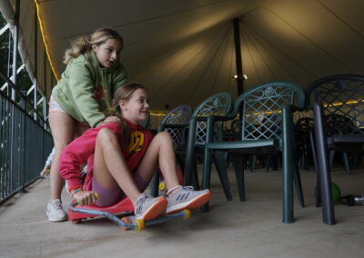 girls with roller racer