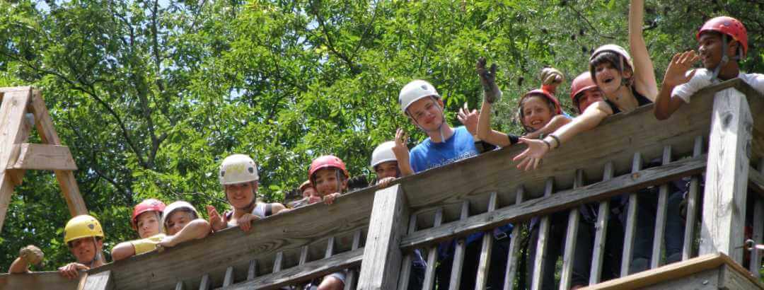 kids on rappel deck