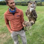 Michael Maughon holding owl