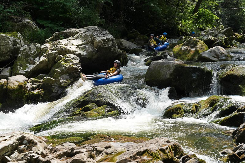 tubers in rapids